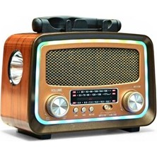 Vaelmont Mini Fenerli Bluetooth Radyo ve Ledli Nostaljik Tasarım Nostaljik Radyo