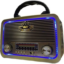 Vaelmont Şarjlı Işıklı Nostaljik Radyo ve Hoparlör, USB ve Tf Kart Desteğiyle Müzik