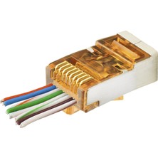 Aesco CAT6E Ez RJ45 Metal Konnektör 100 Adet Plastik Kutu - Turuncu ND2421