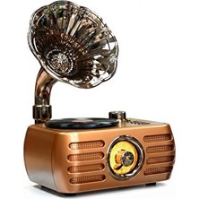 Vaelmont Nostaljik Gramafon Tasarımlı Bluetooth Radyo, Retro ve Şık Nostaljik Radyo