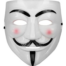 Aesco Beyaz Renk Pembe Yanaklı Ithal V For Vendetta Maskesi