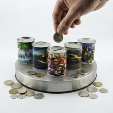 Veraura Lifestyle Desenli Küçük Boy Metal Kumbara - Silindir Tasarım - Karışık Model