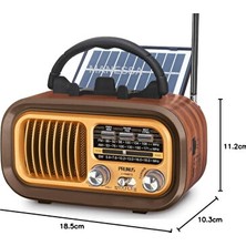 Vaelmont Güneş Enerjili ve Şarjlı Bluetooth Nostaljik Fm Radyo Nostaljik Radyo