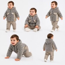 Veraura Lifestyle 6/24 Ay Deri Detaylı Ceketli Kuzu Bebek Takımı