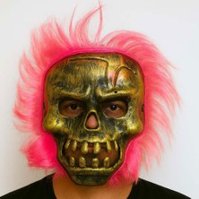 Aesco Wild Skull - Bakır Kafatası Pembe Saçlı Iskelet Maske