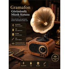 Vaelmont Büyük Boy Nostaljik Plak Görünümlü Gramofon ve Bluetooth Hoparlör Nostaljik Radyo