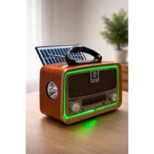 Vaelmont Taşınabilir LED Işıklı Bluetooth Radyo ve Müzik Çalar Nostaljik Radyo