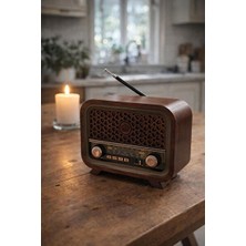 Vaelmont Nostaljik Ahşap Tasarımlı Bluetooth Radyo, Retro ve Şık Görünüm Nostaljik Radyo