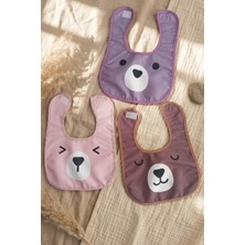 Eco Port Beary Comfort 3'lü Paket Sıvı Geçirmez Leke Tutmaz Ayıcık Figürlü Bebek Mama Önlüğü Seti - Pastel Renkler & Ayarlanabilir Boyun Bandı 0-12 Ay