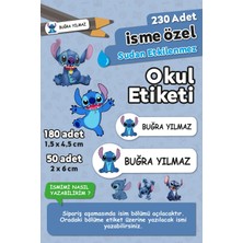 Hediyehanesi Stitch Temalı Kişiye Özel Isimli Defter Kalem Okul Etiketi, Yırtılmaz Pvc Etiket, Islanmaz