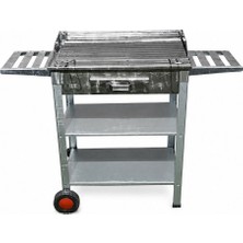 Doğu 70X35 Krom Kanatlı Çift Tezgahlı Kömürlü Bahçe Mangalı