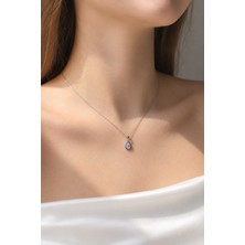 Sara Silver 925 Ayar Damla Nazar Boncuğu Gümüş Kadın Kolye Zarif Tasarım