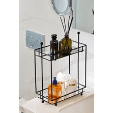 Maison Luré Iki Katlı Siyah Banyo Organizeri, Tezgah Üstü Takı ve Makyaj Düzenleyici Makyaj & Takı Organizeri