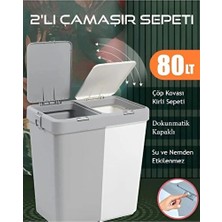 Maison Luré Modern Gri Beyaz Ikili Kirli Çamaşır Sepeti, Hızlı ve Temiz Kullanım