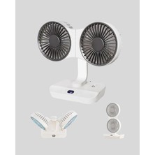Motto Ticaret Mey Ithalat® 720° Döner Çift Taraflı Masaüstü Vantilatör – USB Şarjlı Sessiz Fan