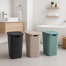 Maison Luré Ince Tasarımlı Kapaklı Plastik Çamaşır Sepeti, Dar Alanlar Için
