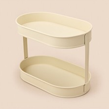 Maison Luré Krem Renkli 2 Katlı Oval Makyaj ve Takı Organizeri - 32,5X19 cm Makyaj & Takı Organizeri