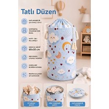 Maison Luré Premium Bebek Kirli Sepeti, Mavi Bulut Desenli, Katlanabilir Organizer Çamaşır Sepeti
