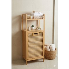 Maison Luré Ahşap Bambu Banyo Raflı Çamaşır Sepeti, Düzenli ve Estetik Saklama Çözümü