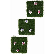 Nevamel® Çiçek Desenli Yapay Çim Gider Kapağı - 96X5 cm - Doğal Görünüm