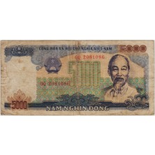 Banknoting Vietnam 5000 Dong 1987 Ho Chi Minh Portreli. Temiz.
