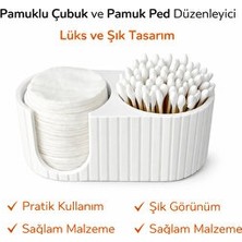 Maison Luré Iki Bölmeli Pamuk Ped ve Çubuk Organizeri Modern Tasarım Makyaj & Takı Organizeri