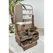 Maison Luré Çift Çekmeceli Xl Takı ve Makyaj Düzenleyici, Aynalı ve Çok Amaçlı Stand Makyaj & Takı Organizeri