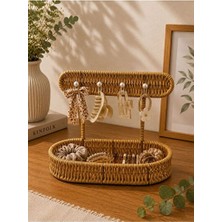 Maison Luré Hasır Rattan Oval Takı ve Toka Organizeri ile Doğal Dekorasyon Makyaj & Takı Organizeri