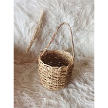 Maison Luré Hasır Bambu Rattan Saksı ve Çanta Sepeti - 18X18 cm Saplı