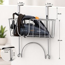 Maison Luré Kapi Arkaşı Ütü ve Ütü Masası Askısı, Krom Renkli ve Pratik Organizatör Ütü Masası ve Aksesuarı