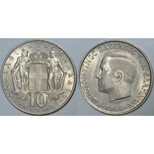 Banknoting Yunanistan 10 Drahmi 1968. Krallık Dönemi Kral Konstantin. Çil(-) Kondisyon.