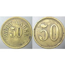 Banknoting Almanya 50 Pfennıg Wert Marke Jeton 1871-1948 Arası. Nadir.