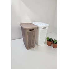 Maison Luré Kapaklı 90 Litre Dekoratif Çamaşır Sepeti, Geniş ve Kullanışlı