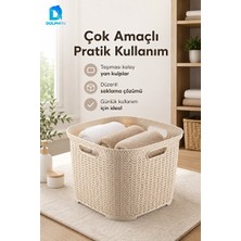 Maison Luré Örgü Kare Sele Sepet - Çok Amaçlı Saklama ve Taşıma