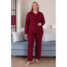 Derya Kadın Büyük Beden Dantel Yaka Bambu Uzun Kol Ince Pijama Takımı 8110B - 1 Adet