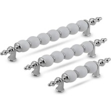 Empressco Polimer Boncuk Lüks Modern Dolap Çekmece Kulpları (96 mm ) Krom Boncuk (96 Cm) 2 Adet