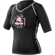 Maison Luré Güneş Koruyucu Kadın Rash Guard, Siyah Vintage, Termal Içlik ile Koruma Dalış Elbisesi