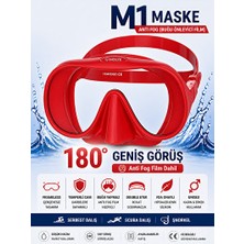 Maison Luré Kırmızı Profesyonel Dalış Maskesi + Anti Fog - Net ve Güvenli Görüş