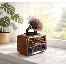 Maison Luré Bluetooth ve USB Destekli Retro Gramofon Tasarımlı Müzik Kutusu Nostaljik Radyo