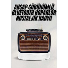 Maison Luré Vintage Tarzda Ahşap Görünümlü Bluetooth Hoparlör ve Radyo, Işıklı Tasarım Nostaljik Radyo