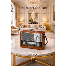 Maison Luré Ahşap Görünümlü Nostaljik Radyo ve Bluetooth Hoparlör