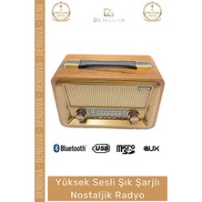 Maison Luré Retro Büyük Boy Radyo - Bluetooth, USB ve Fm ile Şarjlı Nostaljik Müzik Kut Nostaljik Radyo