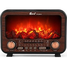 Maison Luré Güneş Enerjili ve LED Alev Efektiyle Retro Radyo ve Hoparlör Nostaljik Radyo