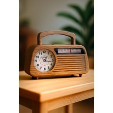 Maison Luré Ahşap Tasarımlı Analog Çalar Saatli Taşınabilir Radyo Alarm Saatli Radyo