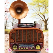 Maison Luré Ahşap Görünümlü Zarif Radyo ve Bluetooth Hoparlör Nostaljik Radyo