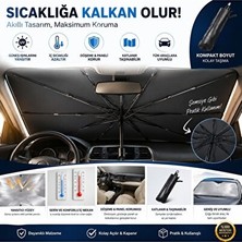 Maison Luré Katlanabilir Şemsiye Tipi Araç Ön Cam Güneşliği, Universal ve Kolay Taşınab Oto Güneşlik Perde
