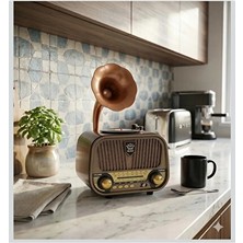 Maison Luré Ahşap Retro Radyo ve Bluetooth Hoparlör Nostaljik Radyo