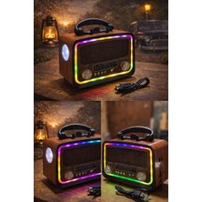 Maison Luré Güneş Enerjili Radyo ve Müzik Çalar, Rgb LED ile Eğlence ve Tasarruf Nostaljik Radyo