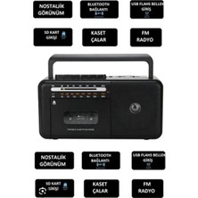 Maison Luré Taşınabilir Kaset Çalar ve Müzik Seti, Fm Radyo ve Bluetooth Özelliğiyle Nostaljik Radyo