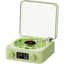 Maison Luré Mini Nostaljik Plak Görünüm Dekor ve Bluetooth Müzik Saatı Nostaljik Radyo